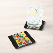 ラスタカラーズレッドゴールデングリーンヒラリーアートプリント コースター (右側)