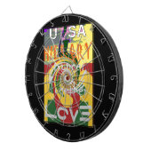 ラスタカラーズレッドゴールデングリーンヒラリーアートプリント ダーツボード (正面右)