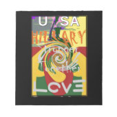 ラスタカラーズレッドゴールデングリーンヒラリーアートプリント ノートパッド (正面)