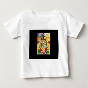 ラスタカラーズレッドゴールデングリーンヒラリーアートプリント ベビーTシャツ