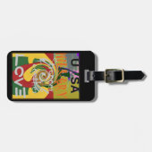 ラスタカラーズレッドゴールデングリーンヒラリーアートプリント ラゲッジタグ (正面横)