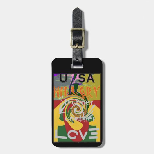 ラスタカラーズレッドゴールデングリーンヒラリーアートプリント ラゲッジタグ (正面縦)