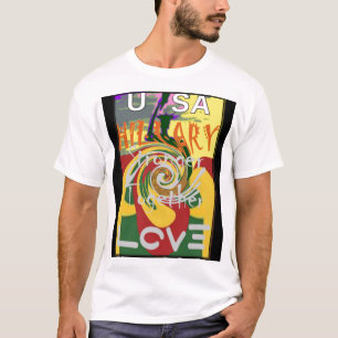 ラスタカラーズレッドゴールデングリーンヒラリーアートプリント Tシャツ