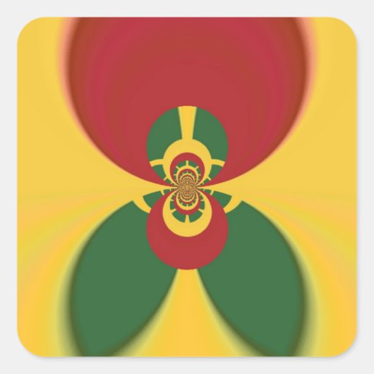 ラスタカラー抽象芸術アートプリント スクエアシール (正面)