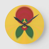 ラスタカラー抽象芸術アートプリント ラウンド壁時計 (正面)