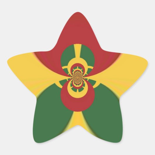 ラスタカラー抽象芸術アートプリント 星シール (正面)