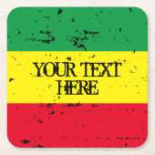 ラスタファリアン州旗のレゲエパーソナライズされた音楽 スクエアペーパーコースター (正面)