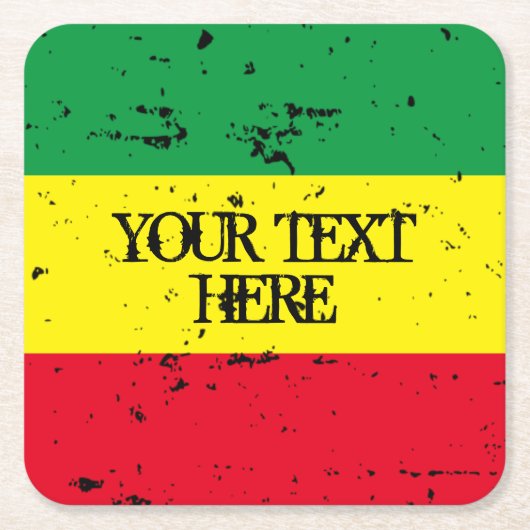 ラスタファリアン州旗のレゲエパーソナライズされた音楽 スクエアペーパーコースター (正面)