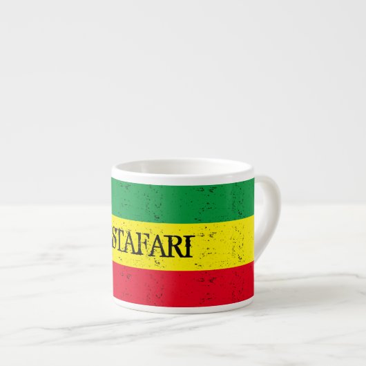 ラスタファリア国旗のエスパーソナライズされたプレッソコーヒーカップ エスプレッソカップ (正面右)