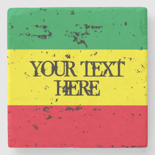 ラスタファリア国旗のレゲエ音楽グリーンイエローレッドベフ ストーンコースター (正面)