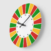 ラスタファリ国旗のボタン光線+サインまたはモノグラム ラージ壁時計 (傾斜)