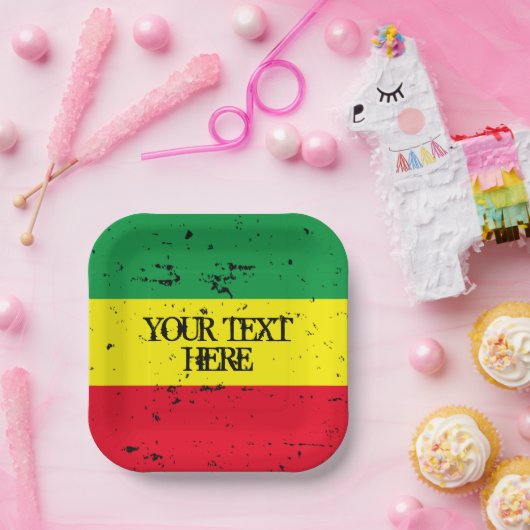 ラスタファリ国旗のレゲエテーマカスタム紙プレート ペーパープレート (パーティー)