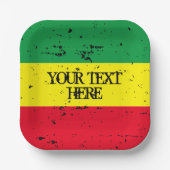 ラスタファリ国旗のレゲエテーマカスタム紙プレート ペーパープレート (正面)