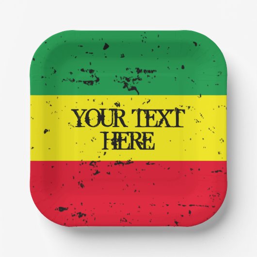 ラスタファリ国旗のレゲエテーマカスタム紙プレート ペーパープレート (正面)