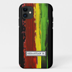 ラスタファリ絵を描ストライプ名前をカスタムする iPhone 11 ケース