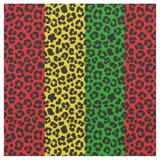 ラスタフラグ色ヒョウ印刷パターン ファブリック (クローズアップ)