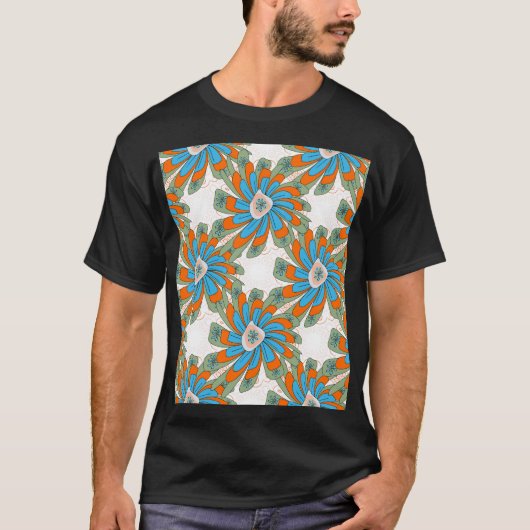 ラスタフローラ抽象芸術繊維プリント Tシャツ (正面)
