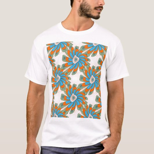 ラスタフローラ抽象芸術繊維プリント Tシャツ (正面)