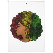 ラスタブラックの女の子アフロ赤い黄色の緑 クリップボード (裏面)