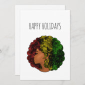 ラスタブラックの女の子アフロ赤い黄色の緑 シーズンカード (正面/裏面)