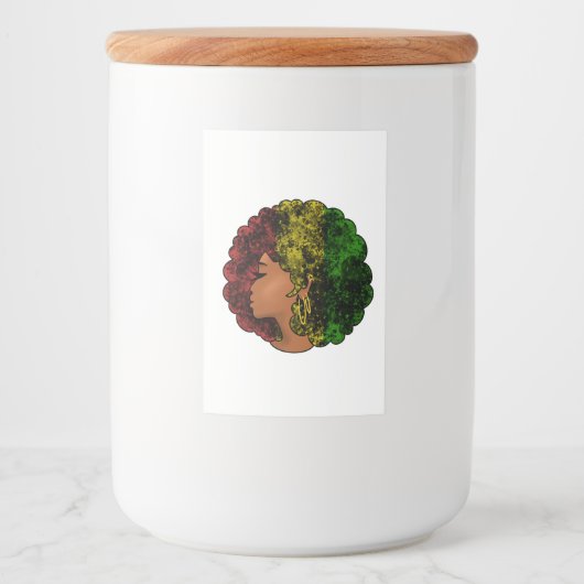 ラスタブラックの女の子アフロ赤い黄色の緑 フードラベル (正面)