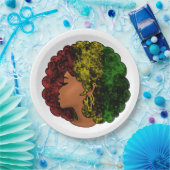 ラスタブラックの女の子アフロ赤い黄色の緑 ペーパープレート (パーティー)