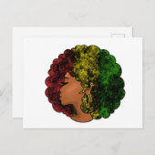 ラスタブラックの女の子アフロ赤い黄色の緑 ポストカード (正面/裏面)