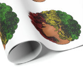 ラスタブラックの女の子アフロ赤い黄色の緑 ラッピングペーパー (ロールコーナー)