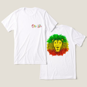 ラスタライオンの頭部 赤 緑 黄 ジャマイカ ワンラブ トライブレンドTシャツ