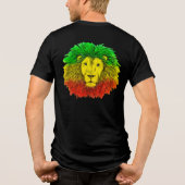 ラスタライオンの頭部 赤 緑 黄 ジャマイカ ワンラブ トライブレンドＴシャツ (裏面)