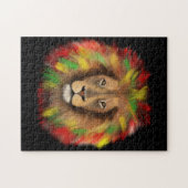 ラスタライオンの頭部 赤 黄 緑のドローイング ジャマイカ ジグソーパズル (横)