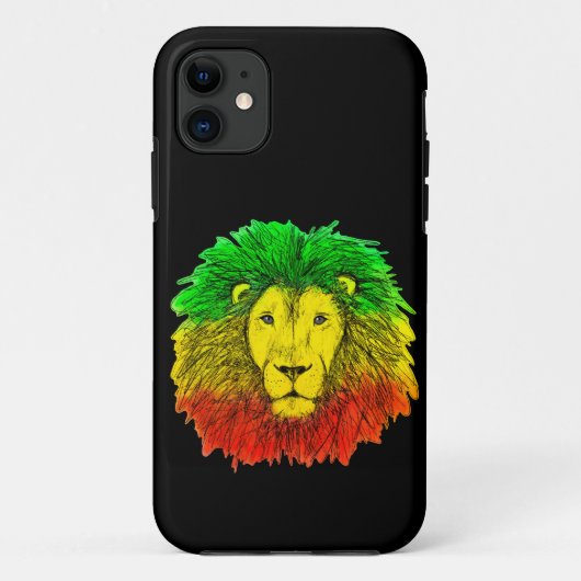 ラスタライオンの頭部 赤 黄 緑のドローイング ジャマイカ Case-Mate iPhoneケース (裏面)