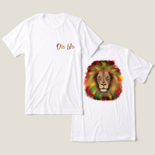 ラスタライオンの頭 赤 緑 黄 ジャマイカ ワンラブ トライブレンドTシャツ