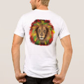 ラスタライオンの頭 赤 緑 黄 ジャマイカ ワンラブ トライブレンドＴシャツ (裏面)