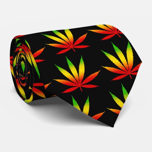 ラスタラスタファリアンレゲエジャマイカリーフブラックタイ ネクタイ (ロール)