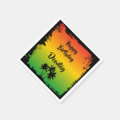 ラスタレゲエレッド金ゴールドグリーンジャマイカ誕生日 スタンダードカクテルナプキン (角)