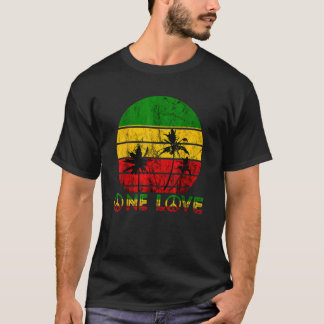 ラスタレゲエワンラブレトロヴィンテージサンセットジャマイカ Tシャツ