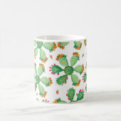 ラスター水色シームレスカクタスセットの背景。 コーヒーマグカップ (中央)