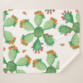 ラスター水色シームレスカクタスセットの背景。 シェルパブランケット (正面(横))