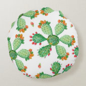 ラスター水色シームレスカクタスセットの背景。  ラウンドクッション (裏面)