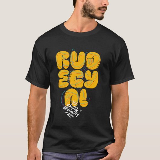 ラスタ大学粗野ギャルグラフィティスタイルレゲエ Tシャツ (正面)