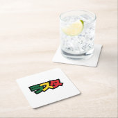 ラスタ日本のラスタグリーン、金ゴールドおよび赤 スクエアペーパーコースター (インサイチュ)