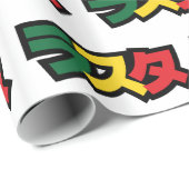 ラスタ日本のラスタグリーン、金ゴールドおよび赤 ラッピングペーパー (ロールコーナー)