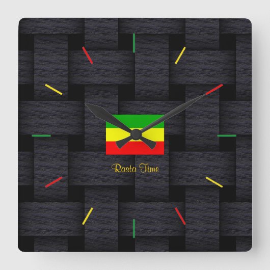 'ラスタ時間' スクエア壁時計 (正面)