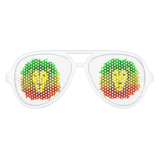 ラスタ獅子頭レッド黄緑スケッチジャマイカ アビエーターサングラス (正面)