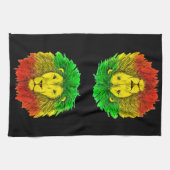 ラスタ獅子頭レッド黄緑スケッチジャマイカ キッチンタオル (横)