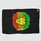 ラスタ獅子頭レッド黄緑スケッチジャマイカ ゴルフタオル (横)