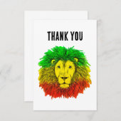 ラスタ獅子頭レッド黄緑スケッチジャマイカ サンキューカード (正面/裏面)
