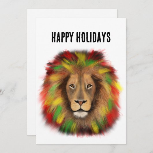 ラスタ獅子頭レッド黄緑スケッチジャマイカ シーズンカード (正面/裏面)