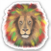 ラスタ獅子頭レッド黄緑スケッチジャマイカ シール (正面)